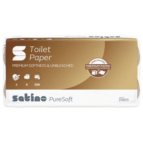 Satino PureSoft kis tekercses toalettpapír – 3 rétegű, 1 csomag (8 tekercs), 250 lap/tekercs-2