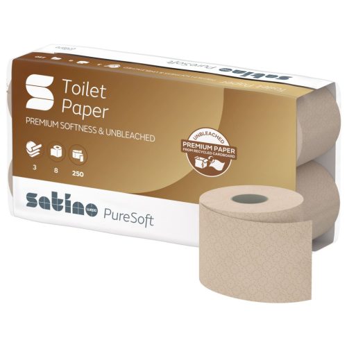 Satino PureSoft kis tekercses toalettpapír – 3 rétegű, 1 csomag (8 tekercs), 250 lap/tekercs-3