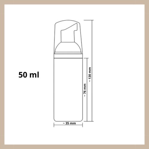 PopoClean 50 ml-es habosító flakon külső méretei
